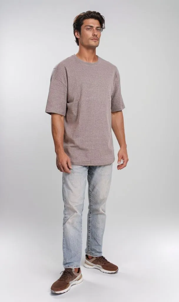 R205826 - Textured Cotton Blend T-Shirt  Grey