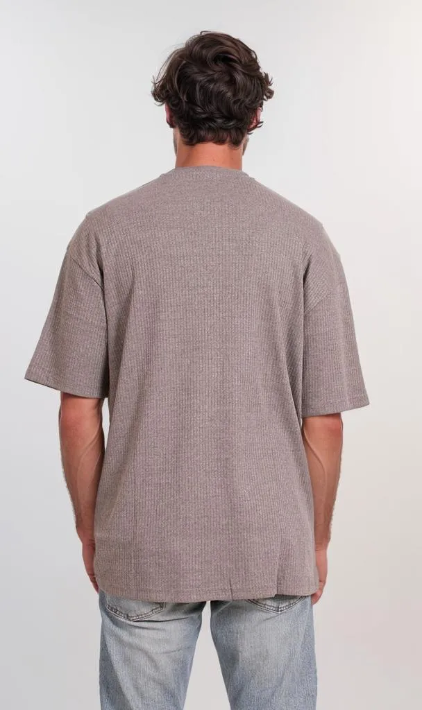 R205826 - Textured Cotton Blend T-Shirt  Grey