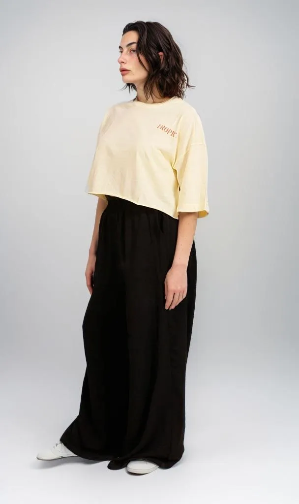 R207874 - Graphic Printed Cropped T-Shirt - Yellow