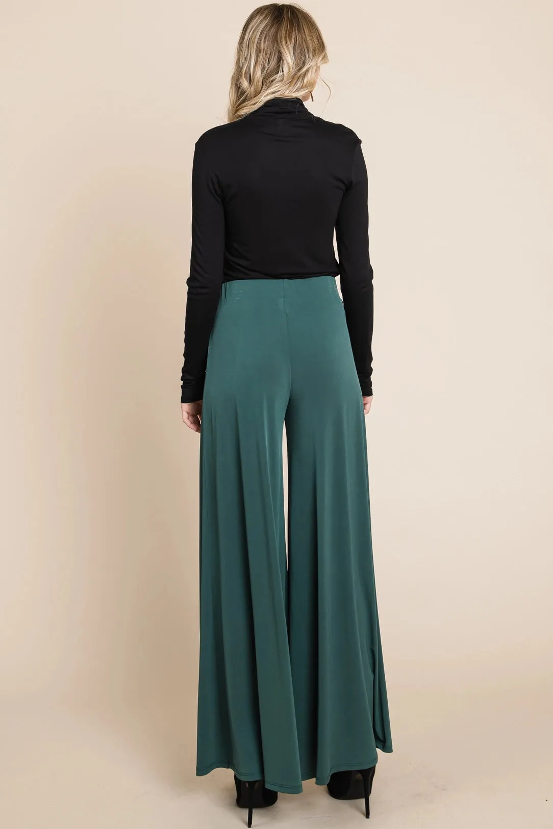 Solid High Waisted Palazzo Pants