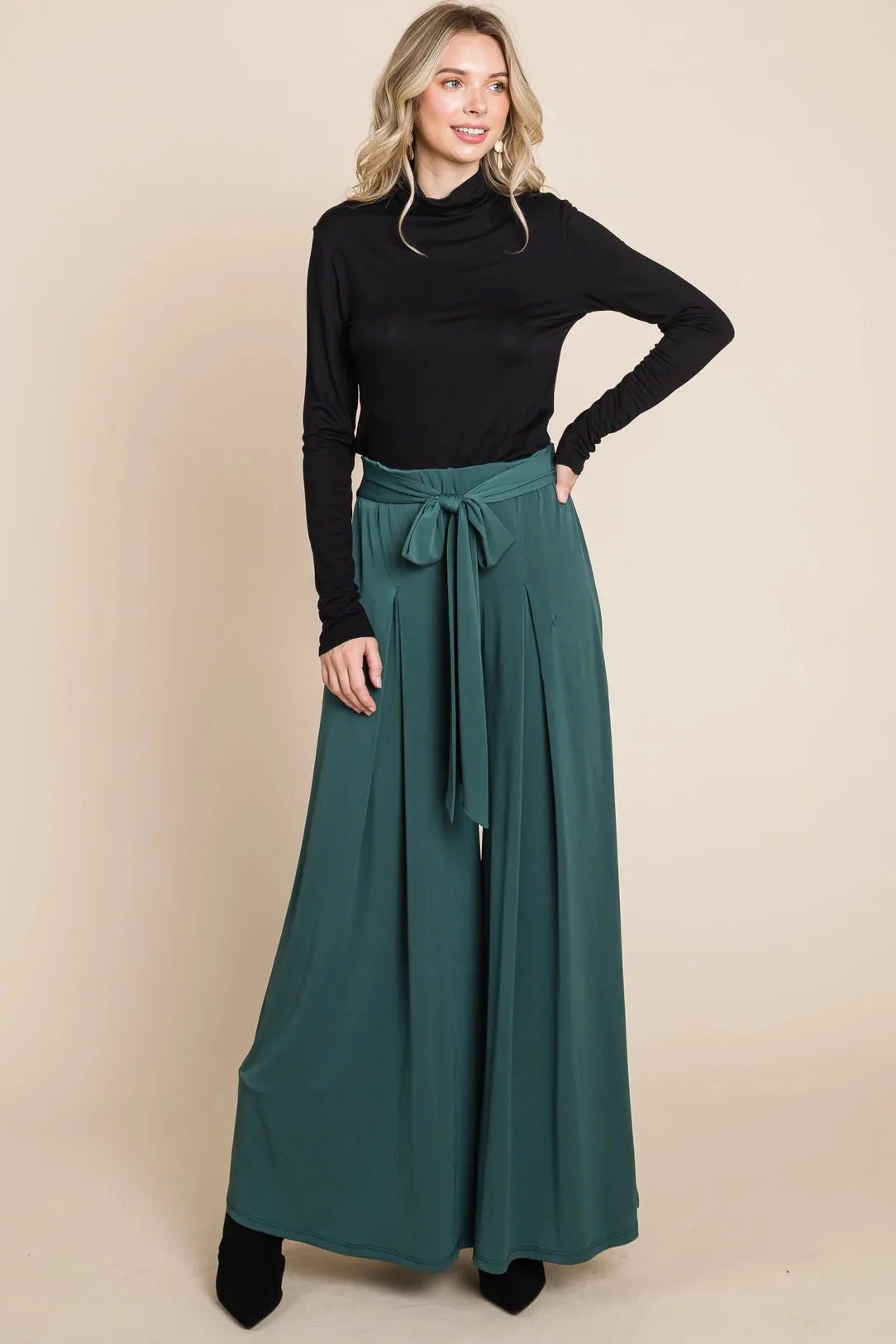 Solid High Waisted Palazzo Pants