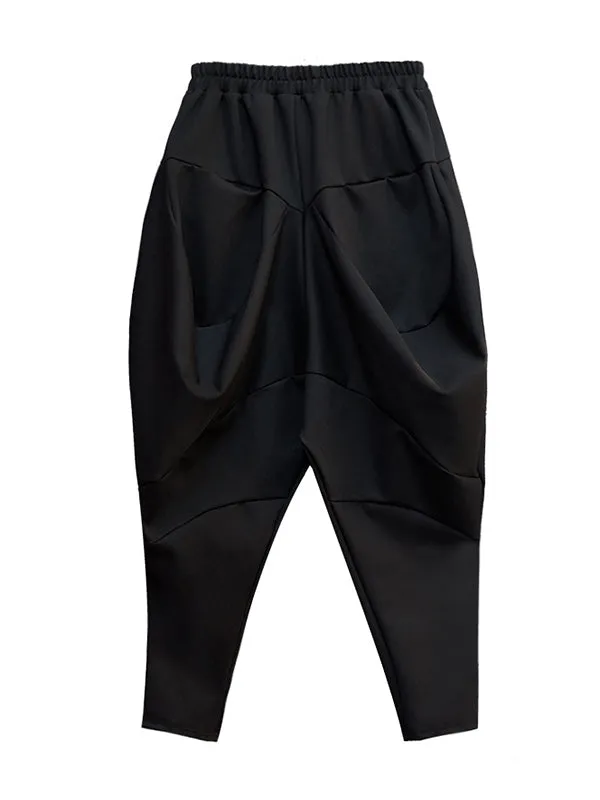 xakxx Casual Loose Split-Joint Solid Color High-Waisted Harem Pants