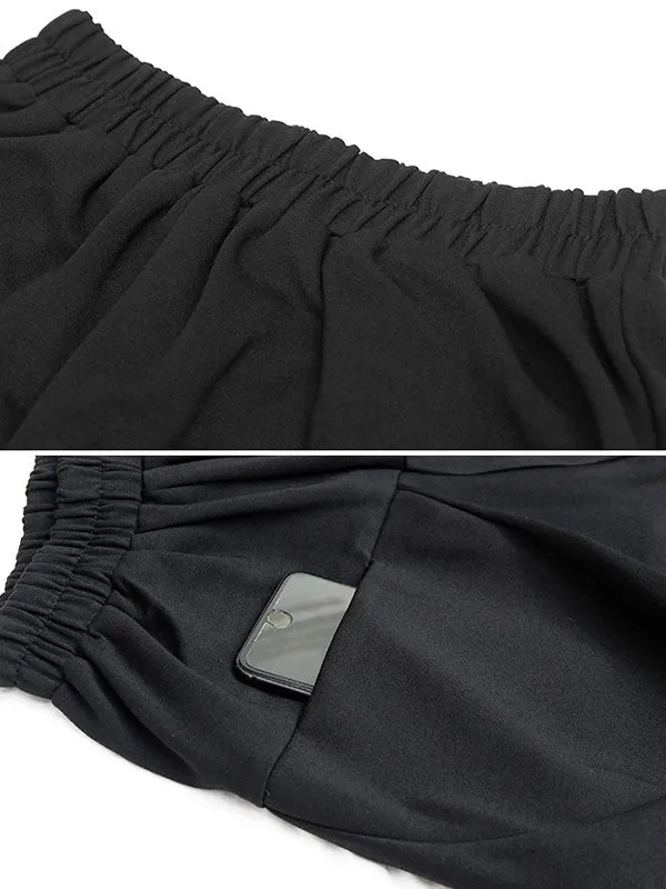 xakxx Casual Loose Split-Joint Solid Color High-Waisted Harem Pants