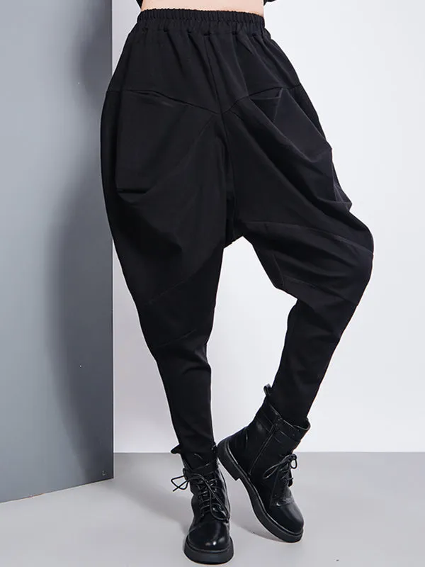 xakxx Casual Loose Split-Joint Solid Color High-Waisted Harem Pants