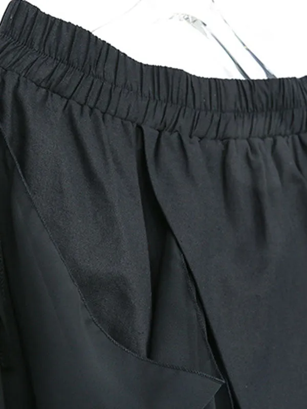 xakxx Harem Pants Loose Pleated Solid Color Ninth Pants