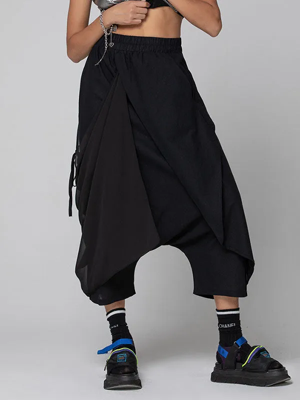 xakxx Harem Pants Loose Pleated Solid Color Ninth Pants
