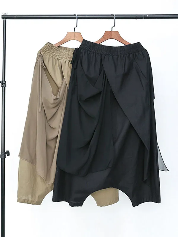 xakxx Harem Pants Loose Pleated Solid Color Ninth Pants