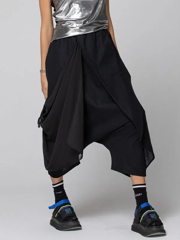 xakxx Harem Pants Loose Pleated Solid Color Ninth Pants