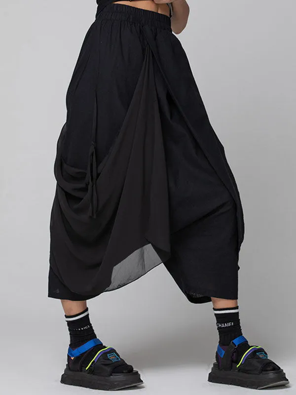 xakxx Harem Pants Loose Pleated Solid Color Ninth Pants