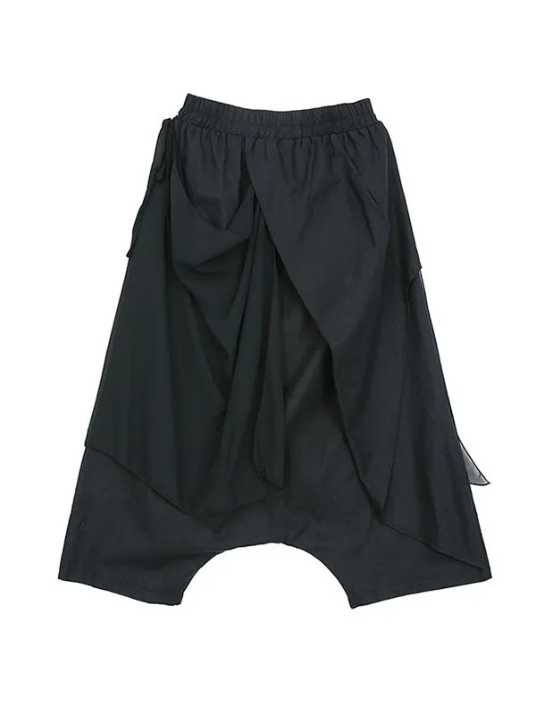 xakxx Harem Pants Loose Pleated Solid Color Ninth Pants