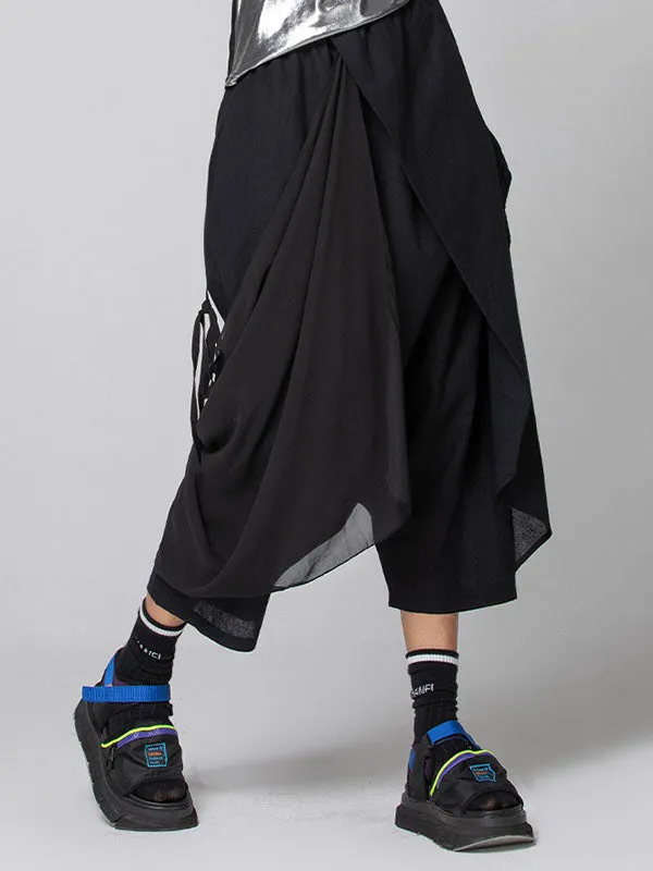 xakxx Harem Pants Loose Pleated Solid Color Ninth Pants