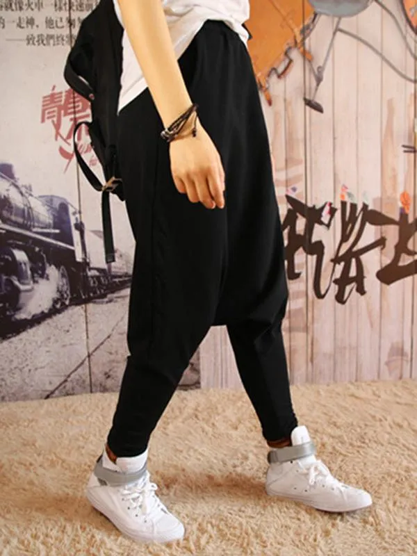xakxx Solid Color Loose Harem Pants