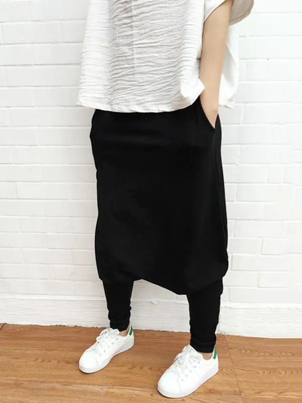 xakxx Solid Color Loose Harem Pants