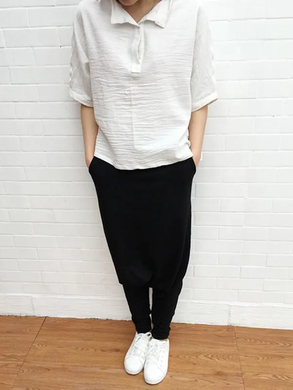 xakxx Solid Color Loose Harem Pants