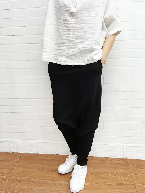 xakxx Solid Color Loose Harem Pants