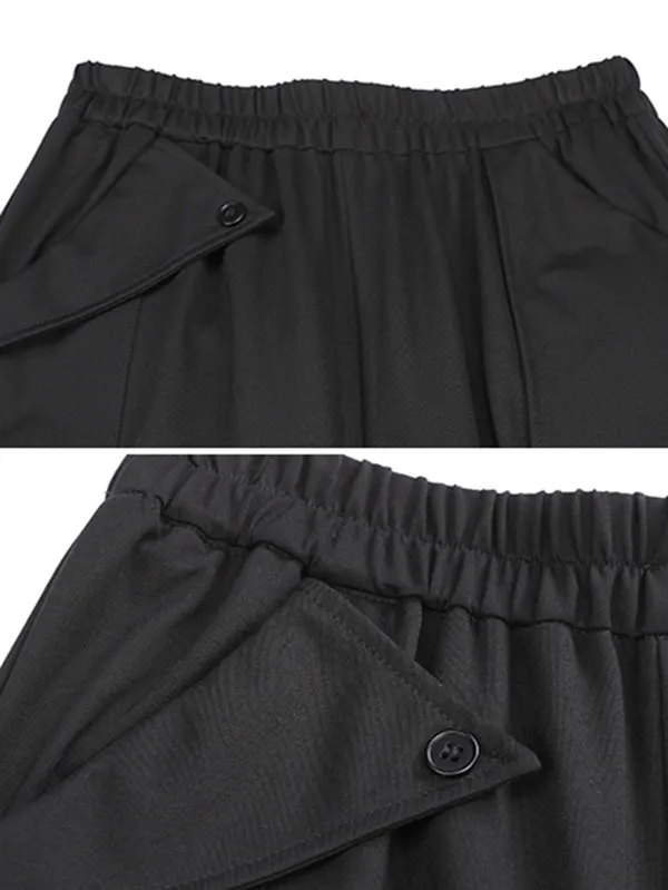 xakxx Stylish Black Asymmetric Elasticity Harem Pants
