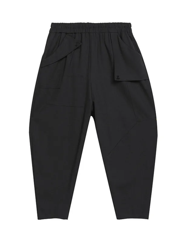 xakxx Stylish Black Asymmetric Elasticity Harem Pants