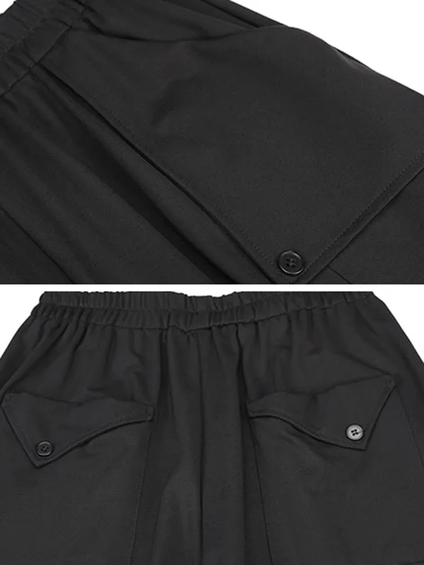 xakxx Stylish Black Asymmetric Elasticity Harem Pants